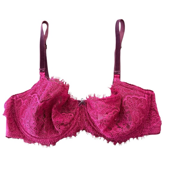 Victoria’s Secret 36D Dream Angels Burgundy Pink Lace Push Up Underwire Bra - Picture 1 of 6